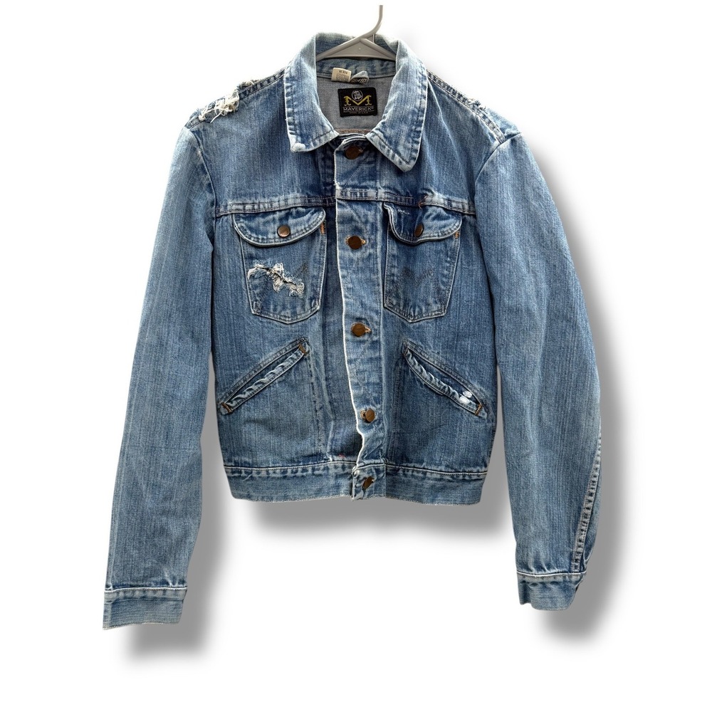 Maverick Denim Trucker Jacket Mens 38 Blue Vintage Distressed Blue Bell USA Made